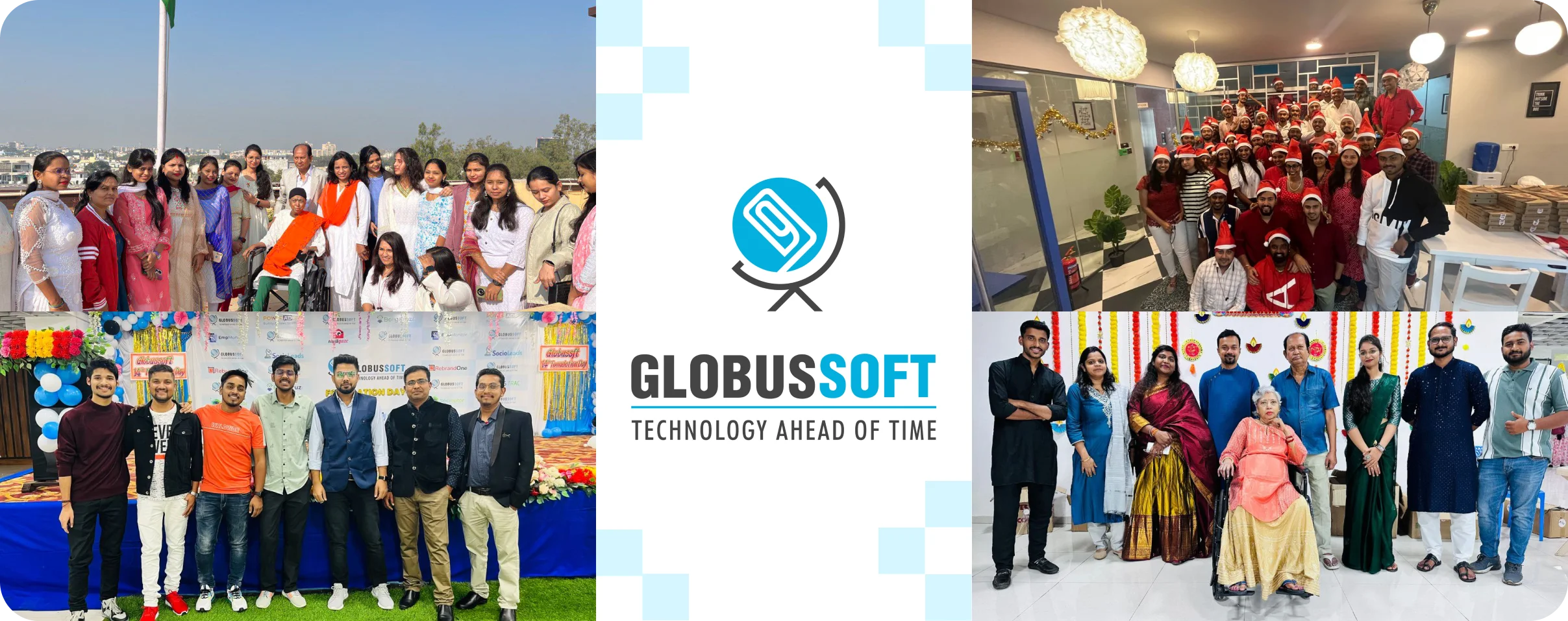Globussoft colleagues celebrating together outdoors